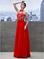 preiswerte Sukienki na specjalne okazje-A-Line Beautiful Back Dress Holiday Cocktail Party Floor Length Sleeveless High Neck Chiffon with Appliques 2024