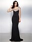 Χαμηλού Κόστους Βραδινά Φορέματα-Τρομπέτα / Γοργόνα Όμορφη Πλάτη Φόρεμα Επίσημο Βραδινό Μαύρο γκαλά Ουρά Κοντομάνικο Λαιμόκοψη V Ζέρσεϊ με Χάντρες 2024