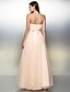 cheap Prom Dresses-A-Line Formal Evening Dress Strapless Sleeveless Ankle Length Lace Tulle with Appliques 2021