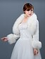 זול בולרו וצעיף-Long Sleeve Coats / Jackets Faux Fur Wedding Wedding  Wraps / Fur Wraps With