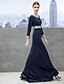 Χαμηλού Κόστους Βραδινά Φορέματα-Ίσια Γραμμή Μινιμαλιστική Φόρεμα Επίσημο Βραδινό Ουρά Μακρυμάνικο Λαιμός σέσουλα Ζέρσεϊ με Κρυστάλλινη λεπτομέρεια 2024