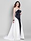 cheap Evening Dresses-A-Line Elegant Formal Evening Black Tie Gala Dress Sweetheart Neckline Sleeveless Court Train Satin with 2020