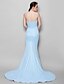cheap Bridesmaid Dresses-Mermaid / Trumpet Bridesmaid Dress Sweetheart Neckline Sleeveless Sexy Floor Length Chiffon with Pleats 2022