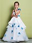 cheap Flower Girl Dresses-A-Line Floor Length Flower Girl Dress - Organza Sleeveless Spaghetti Straps with Flower by LAN TING BRIDE®