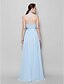 cheap Bridesmaid Dresses-A-Line Halter Neck Floor Length Chiffon Bridesmaid Dress with Sash / Ribbon / Pleats / Open Back