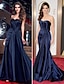 cheap Special Occasion Dresses-Sheath / Column Celebrity Style Elegant Open Back Prom Formal Evening Dress Sweetheart Neckline Sleeveless Sweep / Brush Train Satin with Side Draping 2021