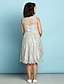 זול שמלות שושבינה צעירה-גזרת A עם תכשיטים באורך  הברך תחרה שמלה לשושבינות הצעירות  עם תחרה על ידי LAN TING BRIDE® / טבעי / אמא ובת
