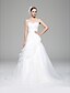 cheap Wedding Dresses-A-Line Scoop Neck Chapel Train Organza Made-To-Measure Wedding Dresses with Beading / Appliques / Criss-Cross by