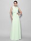 cheap Bridesmaid Dresses-A-Line Bridesmaid Dress Jewel Neck Sleeveless Elegant Floor Length Chiffon with Pleats