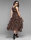 cheap Women&#039;s Dresses-Women&#039;s Plus Size Going out Maxi Swing Dress - Leopard Pleated Deep V Summer Leopard M L XL