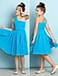 cheap Junior Bridesmaid Dresses-A-Line One Shoulder Knee Length Chiffon Junior Bridesmaid Dress with Side Draping / Natural / Mini Me