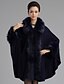 billige Kåper og trenchcoats-Women&#039;s Daily Vintage Fall Long Fur Coat, Solid Colored Shawl Lapel Long Sleeve Faux Fur / Woolen Cloth Brown / Navy Blue / Red