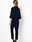 cheap Women&#039;s Jumpsuits-Women&#039;s Simple Work V Neck Black Blue Jumpsuit Solid Colored Rivet