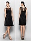 Χαμηλού Κόστους Φορέματα Παρανύμφων-φόρεμα παράνυμφος σε γραμμή με σέσουλα λαιμόκοψη αμάνικο μικρό μαύρο φόρεμα δαντέλα μέχρι το γόνατο με δαντέλα 2023