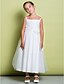 cheap Flower Girl Dresses-A-Line Tea Length Flower Girl Dress First Communion Cute Prom Dress Tulle with Ruched Fit 3-16 Years
