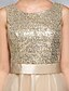 cheap Special Occasion Dresses-A-Line Fit &amp; Flare Sparkle &amp; Shine Beaded &amp; Sequin Cocktail Party Prom Dress Scoop Neck Sleeveless Short / Mini Tulle Sequined with Sequin