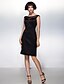 Недорогие Платья для особого случая-Платье-футляр маленькое черное платье коктейльное вечернее платье иллюзия шеи без рукавов длиной до колена атласное со складками