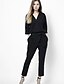 cheap Women&#039;s Jumpsuits-Women&#039;s Simple Work V Neck Black Blue Jumpsuit Solid Colored Rivet