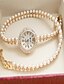 cheap Watches-Women&#039;s Fashion Watch Bracelet Watch Unique Creative Watch Quartz Gold Imitation Diamond Analog Pearls Elegant Bohemian Sparkle - White