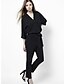 cheap Women&#039;s Jumpsuits-Women&#039;s Simple Work V Neck Black Blue Jumpsuit Solid Colored Rivet