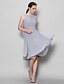 cheap Bridesmaid Dresses-A-Line Scoop Neck Knee Length Georgette Bridesmaid Dress with Ruched / Draping