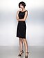 Недорогие Платья для особого случая-Платье-футляр маленькое черное платье коктейльное вечернее платье иллюзия шеи без рукавов длиной до колена атласное со складками