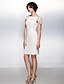 preiswerte Kleider für besondere Anlässe-Eng anliegend U-Ausschnitt Knie-Länge Chiffon Kleid mit Blume durch TS Couture®