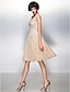 Χαμηλού Κόστους Φορέματα για Ειδικές Περιστάσεις-εφαρμογή σε γραμμή&amp;amp; flare γιορτινό κοκτέιλ φόρεμα χορού ψευδαίσθηση λαιμόκοψη αμάνικο τούλι μέχρι το γόνατο με απλικέ
