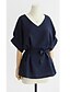 cheap Plus Size Tops-Women&#039;s Blouse Solid Colored Plus Size Pleated Daily Tops Cotton V Neck Blue Green Light gray / Puff Sleeve