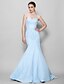 cheap Bridesmaid Dresses-Mermaid / Trumpet Bridesmaid Dress Sweetheart Neckline Sleeveless Sexy Floor Length Chiffon with Pleats 2022