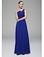 cheap Bridesmaid Dresses-A-Line Bridesmaid Dress Scoop Neck Sleeveless Elegant Floor Length Chiffon with Draping / Side Draping