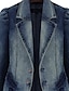 baratos Casacos de mulher-Mulheres Jaqueta jeans Sólido Básico Manga Longa Casaco Outono Diário Padrão Casaco Azul Escuro / Lapela Chanfrada / Ganga / Trabalho