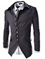 זול מעיל טרנץ&#039; לגברים-בגדי ריקוד גברים שחור אפור חום בלייזר אחיד / שרוול ארוך