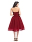 זול שמלות שושבינה-גזרת A סטרפלס באורך  הברך תחרה / טול שמלה לשושבינה  עם אפליקציות / תחרה / קפלים על ידי LAN TING BRIDE®