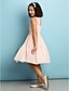 cheap Junior Bridesmaid Dresses-A-Line Knee Length Junior Bridesmaid Dress Chiffon Sleeveless Jewel Neck with Criss Cross 2022 / Natural / Mini Me