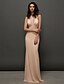 cheap Prom Dresses-Sheath / Column Furcal Prom Formal Evening Dress V Neck Sleeveless Sweep / Brush Train Chiffon with Pleats Split Front 2021