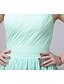 Χαμηλού Κόστους Φορέματα Παρανύμφων-Φόρεμα παράνυμφου σε γραμμή με έναν ώμο αμάνικο κομψό σιφόν δαπέδου με φύλλο / κορδέλα / πλαϊνά ντραπ