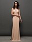 cheap Prom Dresses-Sheath / Column Furcal Prom Formal Evening Dress V Neck Sleeveless Sweep / Brush Train Chiffon with Pleats Split Front 2021