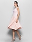 cheap Bridesmaid Dresses-A-Line Scoop Neck Knee Length Chiffon / Beaded Lace Bridesmaid Dress with Lace by LAN TING BRIDE®