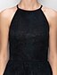 cheap Bridesmaid Dresses-A-Line Bridesmaid Dress Jewel Neck Sleeveless Little Black Dress Short / Mini Lace with Lace