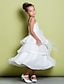 זול שמלות לילדות פרחים-גזרת A באורך הקרסול חתונה / יום הולדת אורגנזה / טפטה ללא שרוולים רצועות עם סרט / קפלים