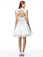 Χαμηλού Κόστους Κοκτέιλ Φορέματα-Βραδινή τουαλέτα χαριτωμένο στυλ Αργίες Κοκτέιλ Πάρτι Χοροεσπερίδα Φόρεμα Καρδιά Αμάνικο Μέχρι το γόνατο Σατέν με Κουμπί Λουλούδι 2021