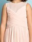 billige Junior brudepikekjoler-A-linje Knelengde Junior brudepike kjole Chiffon Ermeløs Besmykket med Kryssdrapering 2022 / Naturlig / Mini-meg