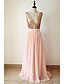 cheap Evening Dresses-A-Line Beautiful Back Dress Formal Evening Floor Length Half Sleeve Plunging Neck Chiffon with Sash / Ribbon Bow(s) 2023