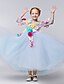 cheap Flower Girl Dresses-A-Line Ankle Length Flower Girl Dress - Polyester Tulle 3/4 Length Sleeves V-neck with Flower(s) by LAN TING BRIDE®