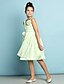 cheap Junior Bridesmaid Dresses-A-Line Straps Knee Length Chiffon Junior Bridesmaid Dress with Draping / Flower by LAN TING BRIDE® / Natural / Mini Me
