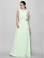 cheap Bridesmaid Dresses-A-Line Bridesmaid Dress Jewel Neck Sleeveless Elegant Floor Length Chiffon with Pleats