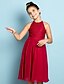 cheap Junior Bridesmaid Dresses-A-Line Knee Length Jewel Neck Chiffon Junior Bridesmaid Dresses&amp;Gowns With Lace Mini Me Kids Wedding Guest Dress 4-16 Year