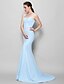 cheap Bridesmaid Dresses-Mermaid / Trumpet Bridesmaid Dress Sweetheart Neckline Sleeveless Sexy Floor Length Chiffon with Pleats 2022