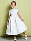cheap Flower Girl Dresses-A-Line Tea Length Satin Short Sleeve Jewel Neck with Beading